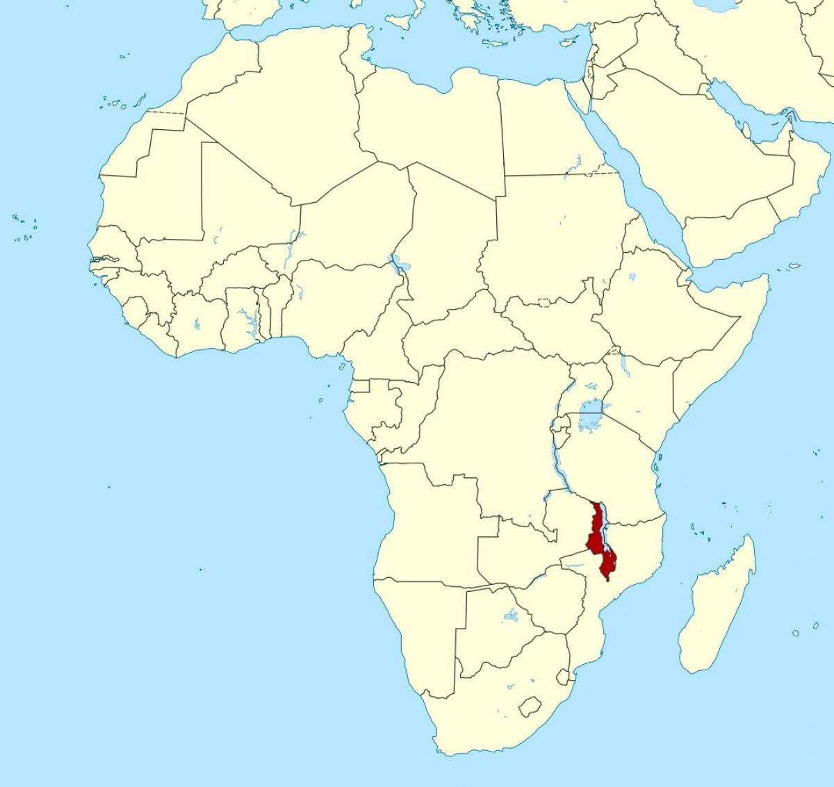 Malawi sijainti maailman kartalla
