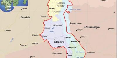 Kartta Malawi poliittinen