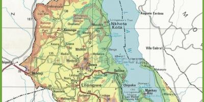 Kartta fyysinen kartta Malawi