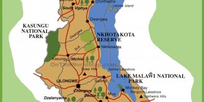 Kartta Malawi ja naapurimaiden